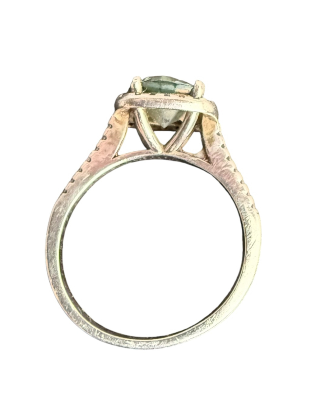 925 Sterling Silver Teal Blue Gemstone Halo Ring Round Cut Size Unknown - Picture 6 of 9